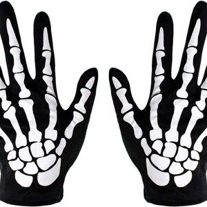 Skeleton Gloves Skull Fancy Dress Accessory for Women and Kids Halloween Party C